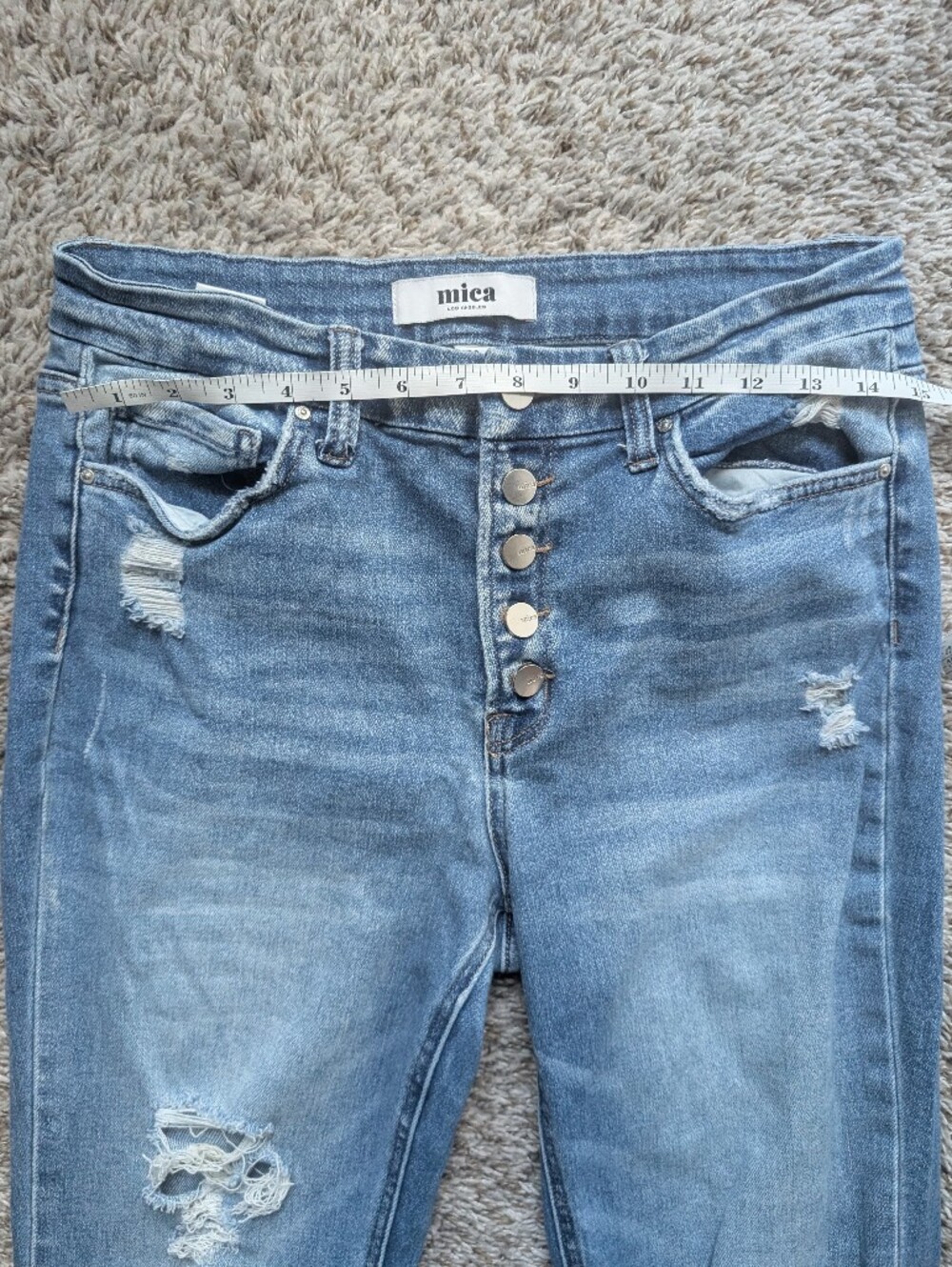 Distressed Light Blue Flare Jeans - Picture 7 of 8